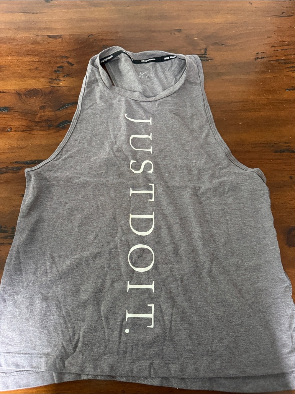 Nike Grey Tank with Vertical White "JUST DO IT." Print